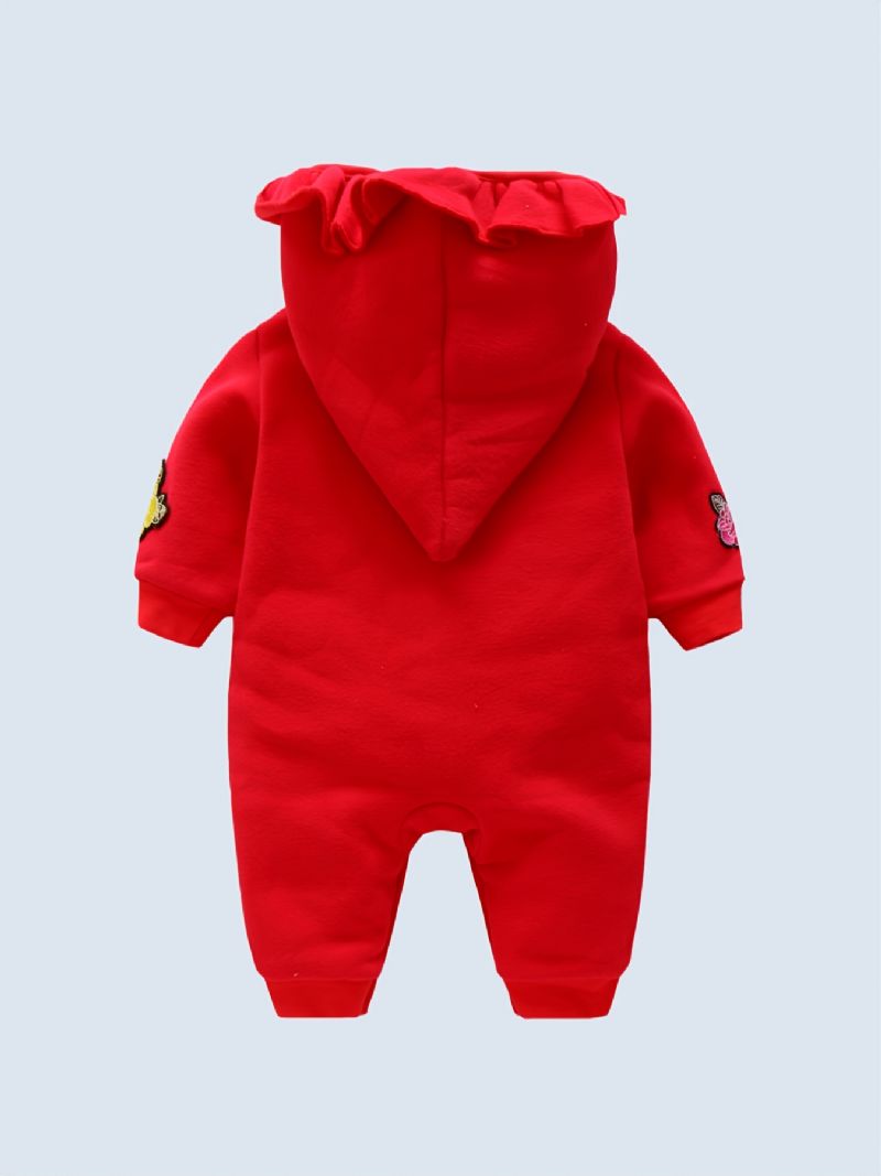 Bebis Flickor Tjock Huva Jumpsuit Romper För Vinter Ny Jul