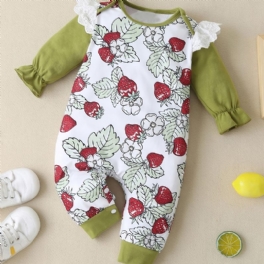 Bebis Flickor Volang Långärmad Jumpsuit Med Blommigt Tryck Bebiskläder