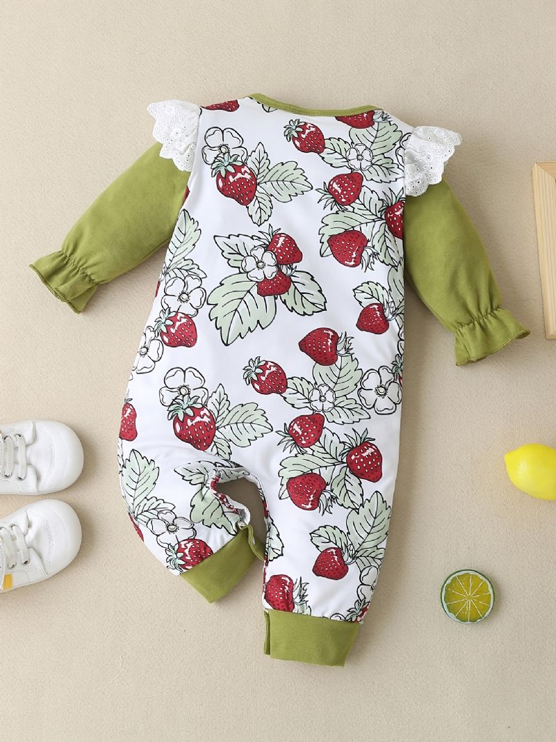 Bebis Flickor Volang Långärmad Jumpsuit Med Blommigt Tryck Bebiskläder