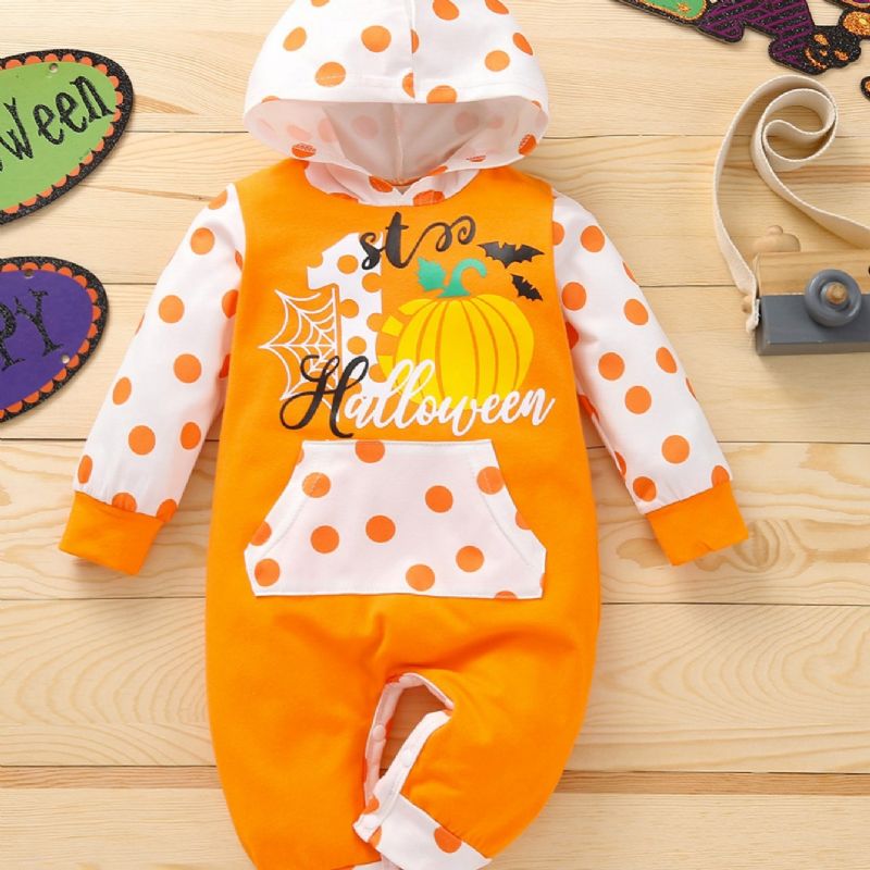 Bebis Halloween Print Hooded Jumpsuit Romper