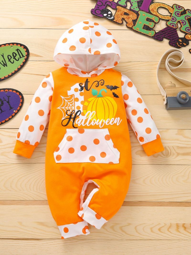 Bebis Halloween Print Hooded Jumpsuit Romper