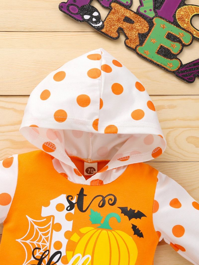 Bebis Halloween Print Hooded Jumpsuit Romper