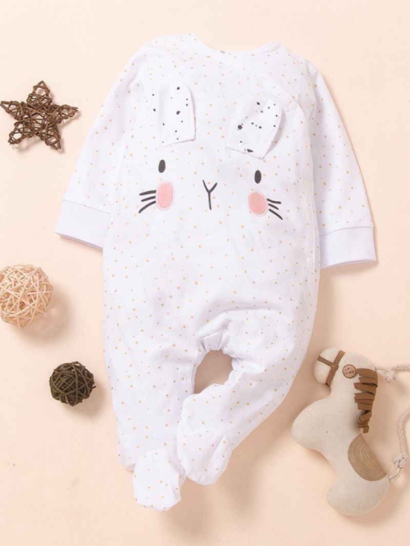 Bebis Rabbit Ears Polka Dots Långärmad Jumpsuit