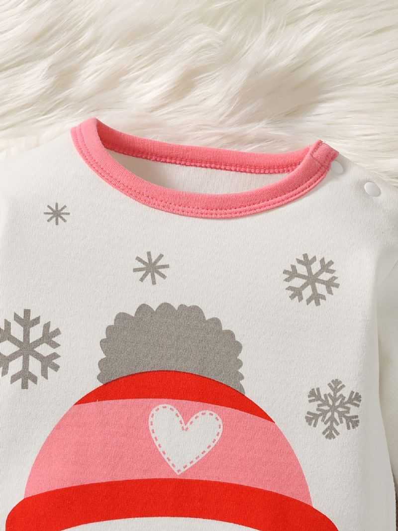 Bebis Romper Snowman Print Långärmad Rundhalsad Jumpsuit Flickor Pojkar Barnkläder