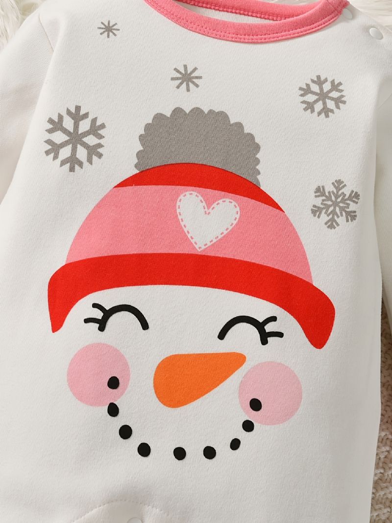 Bebis Romper Snowman Print Långärmad Rundhalsad Jumpsuit Flickor Pojkar Barnkläder