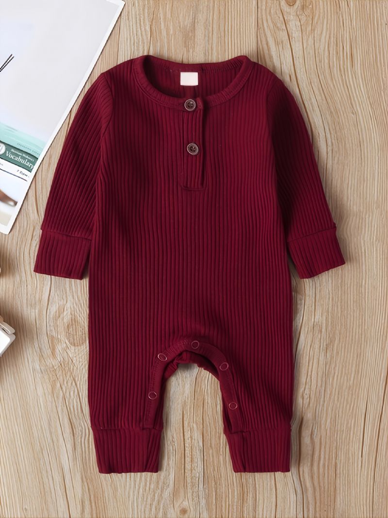 Bebis Söt Enfärgad Långärmad Jumpsuit