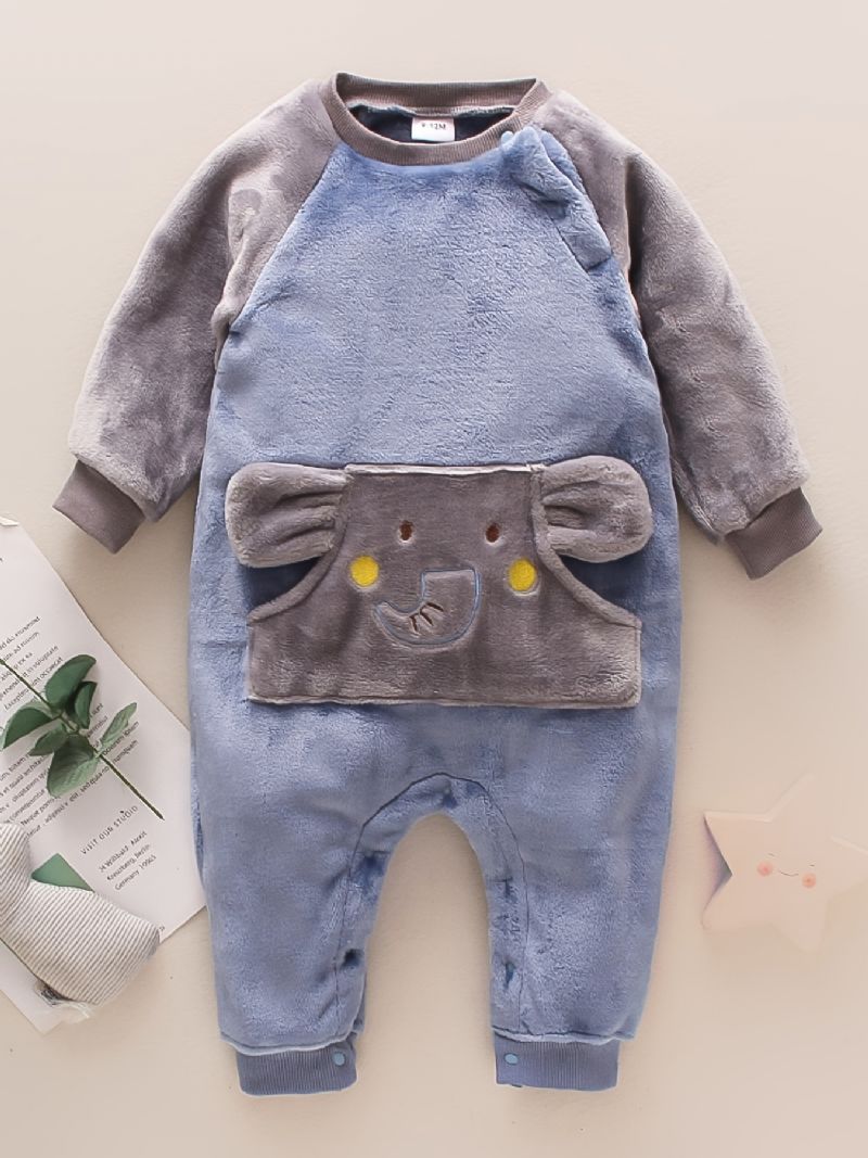 Elefantficka För Spädbarn Långärmad Rundhalsad Fleece Varm Jumpsuit Bebis Flickor Pojkar Barnkläder