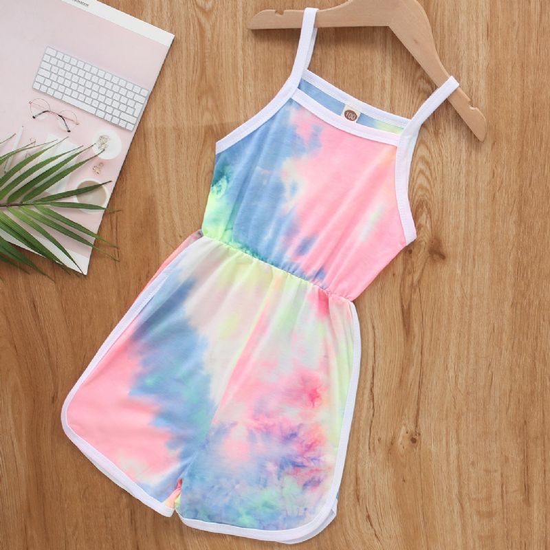 Flickor Casual Tie Dye Print Suspender Jumpsuit