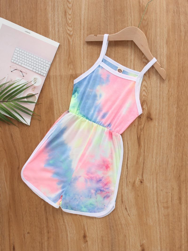 Flickor Casual Tie Dye Print Suspender Jumpsuit