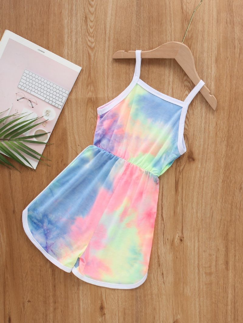 Flickor Casual Tie Dye Print Suspender Jumpsuit