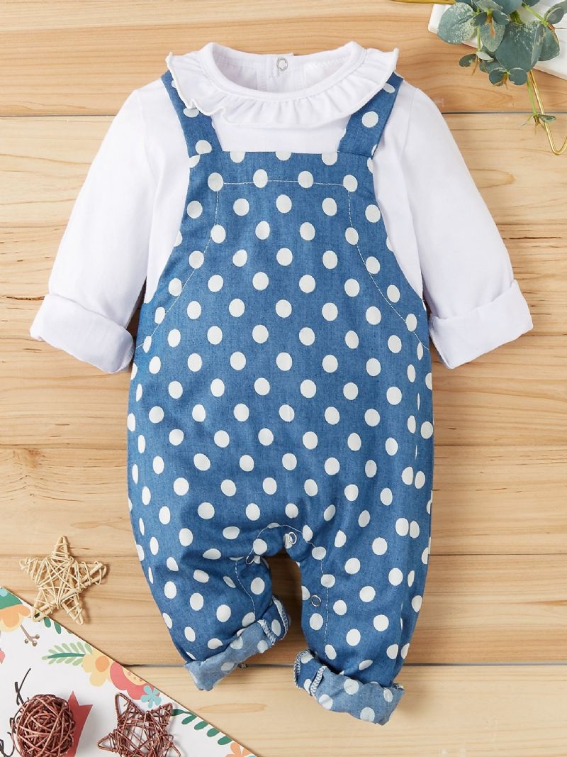 Flickor Polka Dot Denim Bebis Jumpsuit