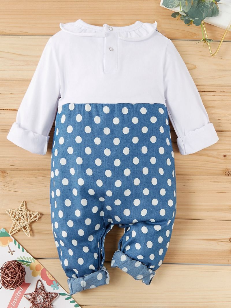 Flickor Polka Dot Denim Bebis Jumpsuit