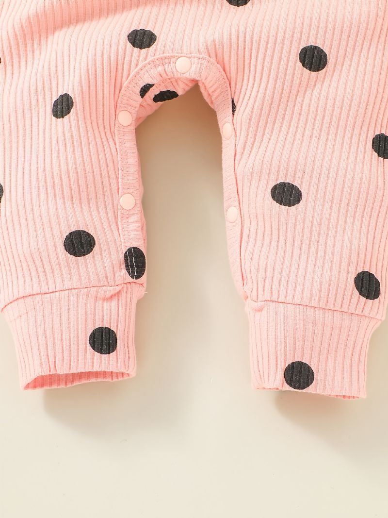 Flickor Polka Dot Ruffle Shoulder Långärmad Romper Jumpsuit Bebiskläder