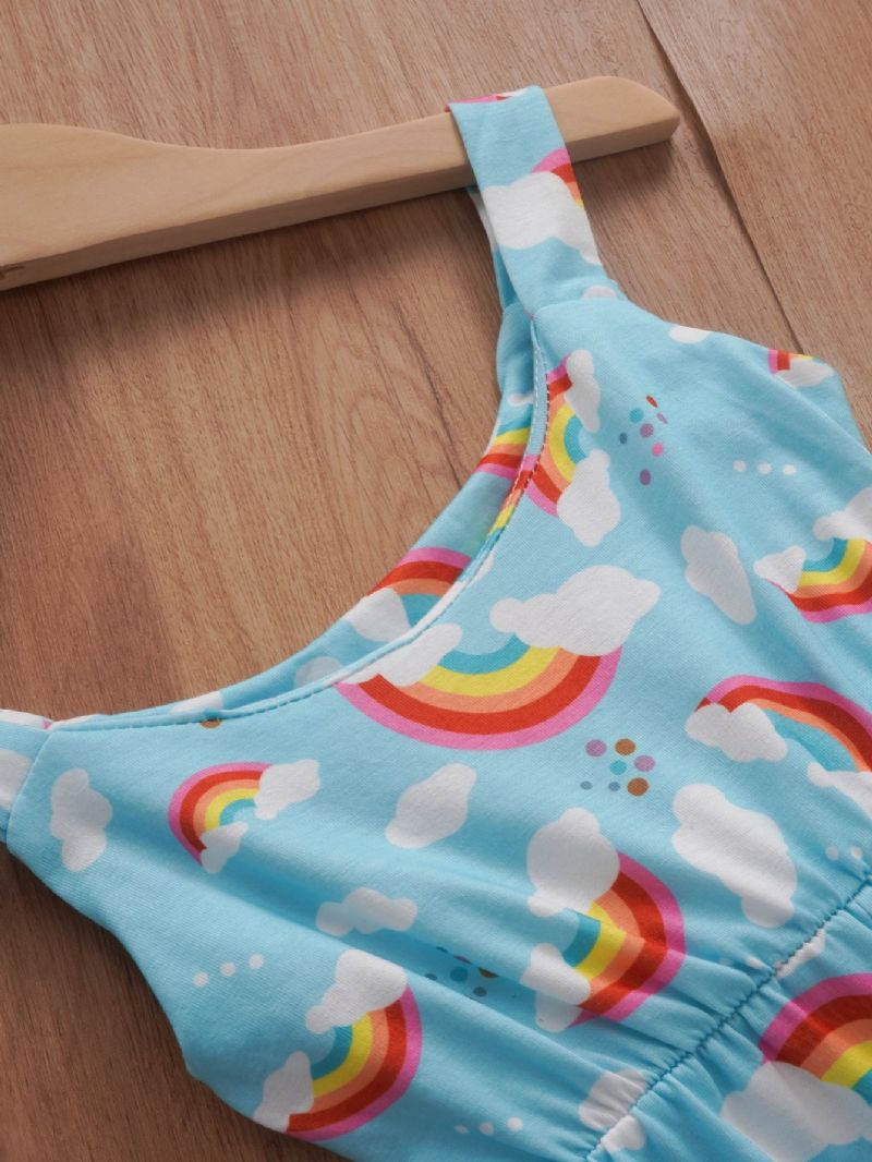 Flickor Rainbow Cloud Print Suspender Jumpsuit