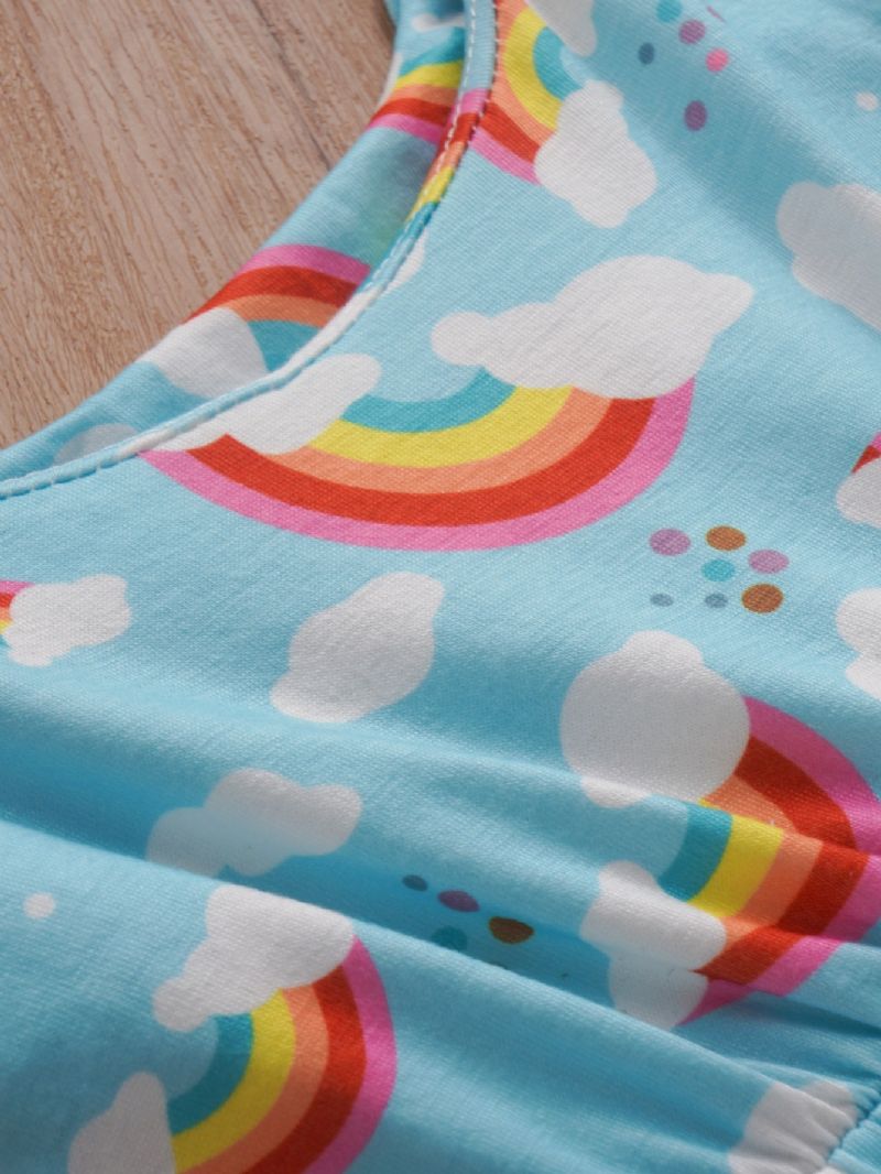 Flickor Rainbow Cloud Print Suspender Jumpsuit