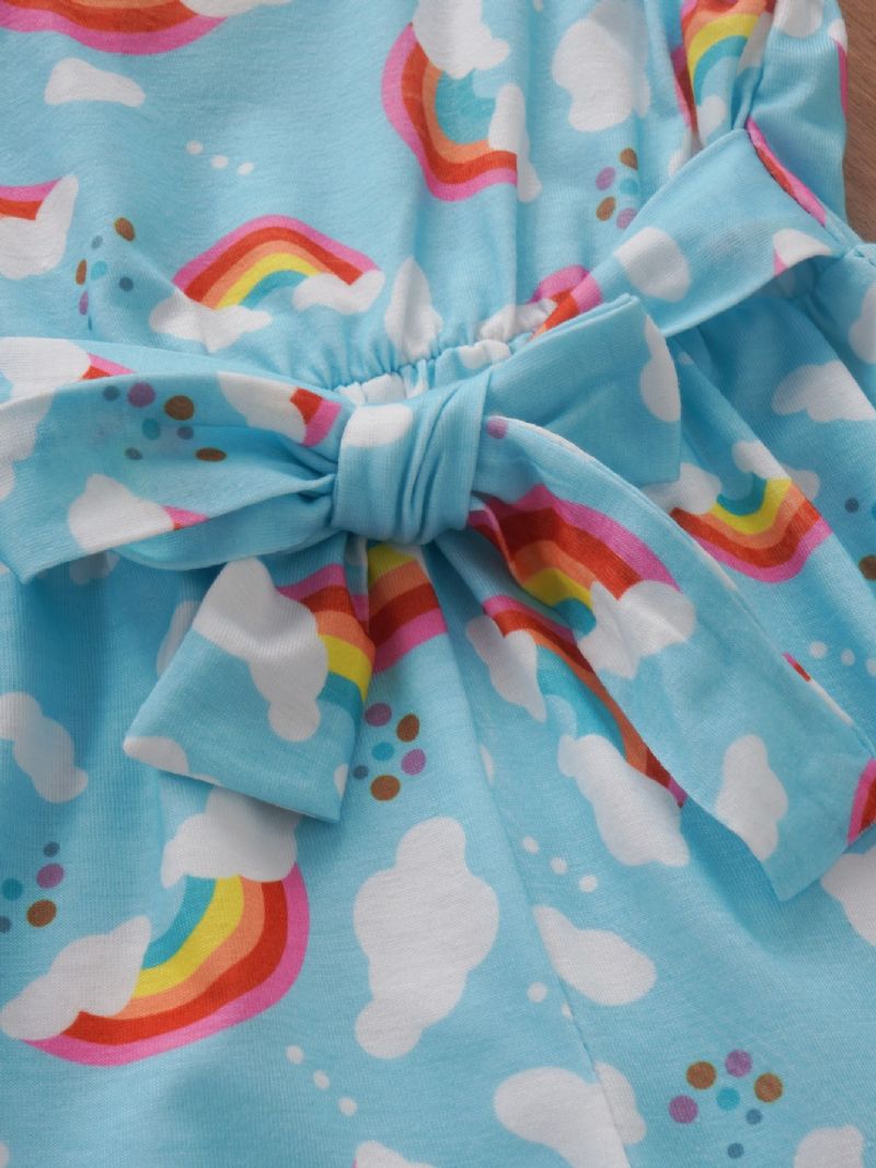 Flickor Rainbow Cloud Print Suspender Jumpsuit