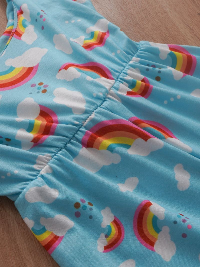 Flickor Rainbow Cloud Print Suspender Jumpsuit