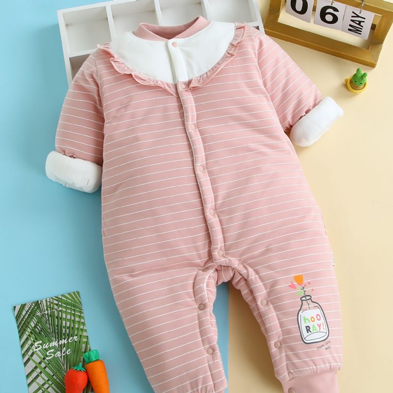 Flickor Tre-lagers Thermal Jumpsuit Bomullsvadderad Newborn Romper