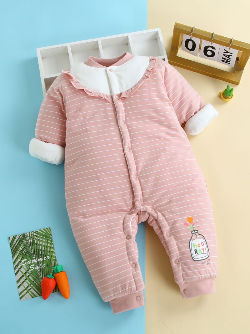 Flickor Tre-lagers Thermal Jumpsuit Bomullsvadderad Newborn Romper