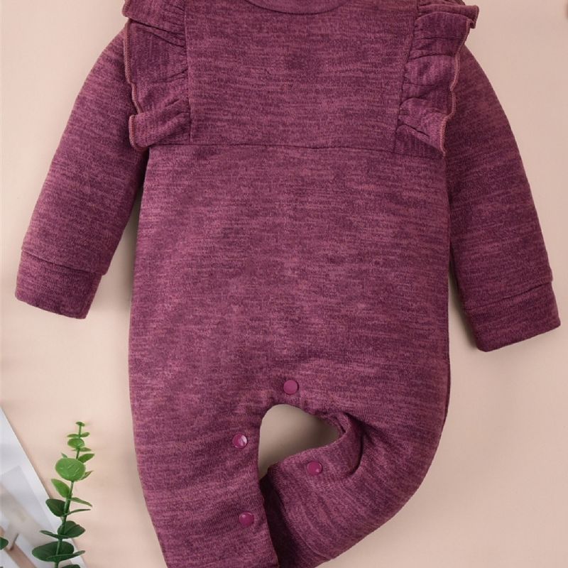 Höst Vinter Bebis Casual Burgundy Cotton Jumpsuit