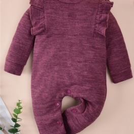 Höst Vinter Bebis Casual Burgundy Cotton Jumpsuit