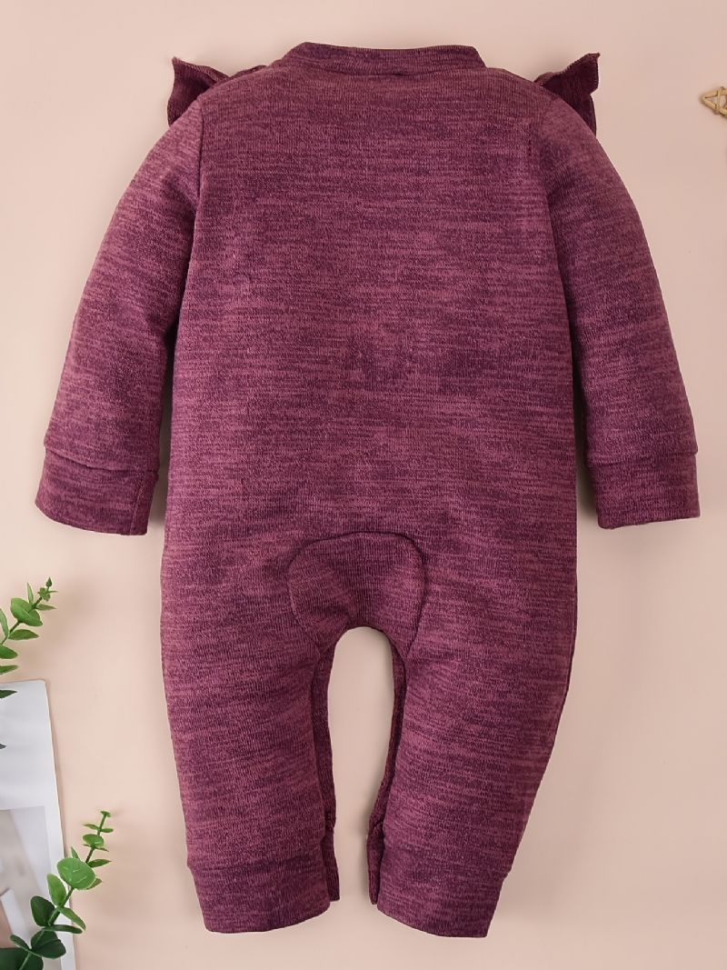 Höst Vinter Bebis Casual Burgundy Cotton Jumpsuit