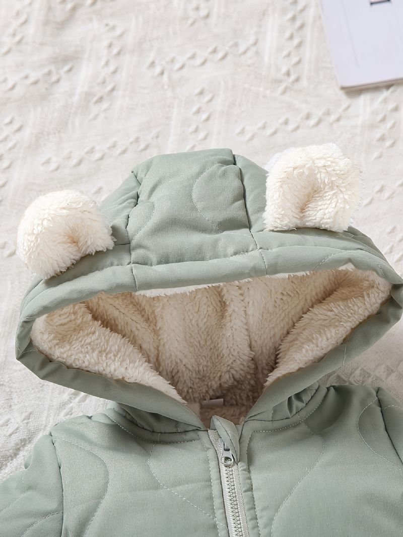 Huva För Spädbarn Långärmad Dragkedja Fleece Varm Jumpsuit Vinter För Bebis Pojkar Flickor Barnkläder