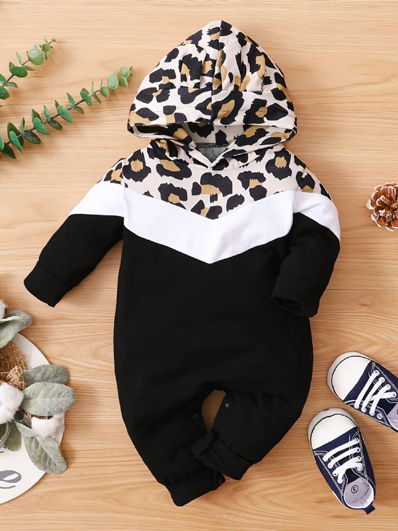 Jul Prisnedskärningar Bebis Flickor Leopard Hooded Jumpsuit Romper