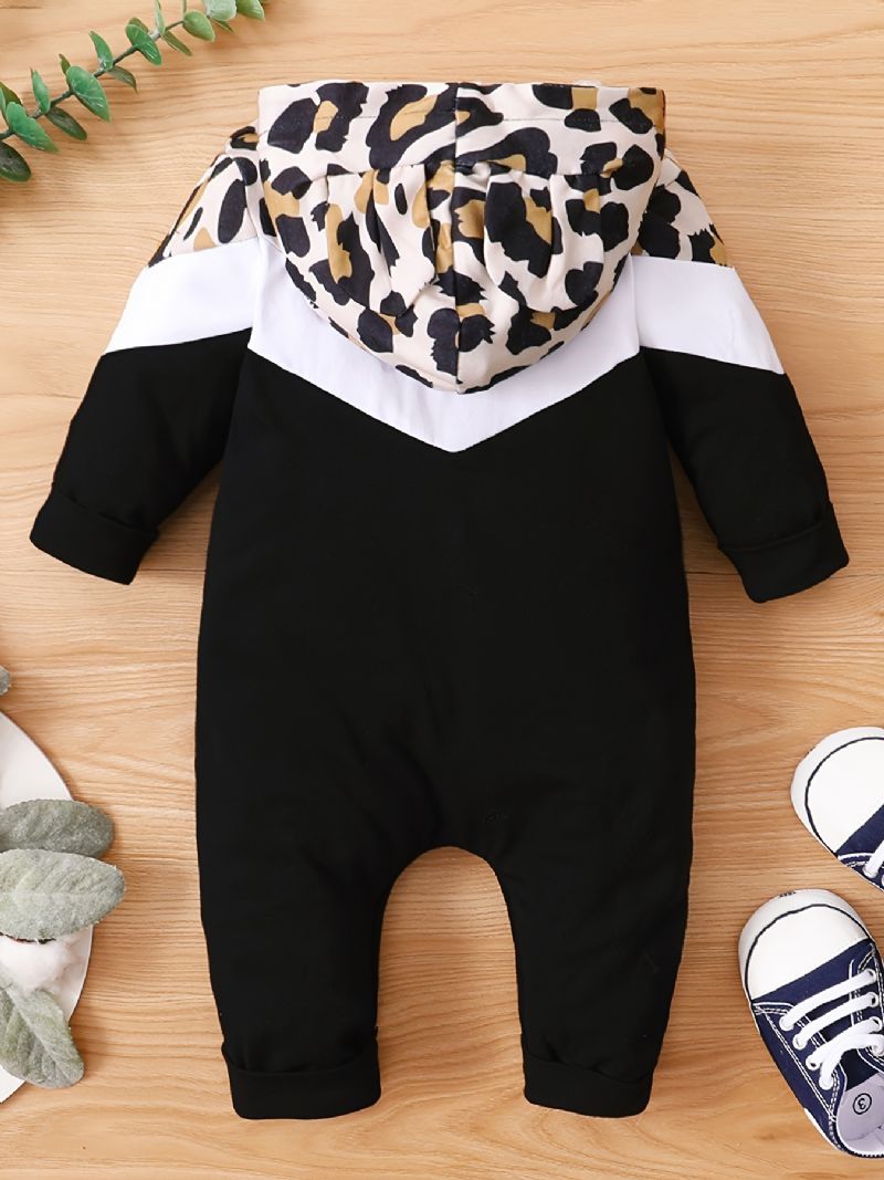 Jul Prisnedskärningar Bebis Flickor Leopard Hooded Jumpsuit Romper