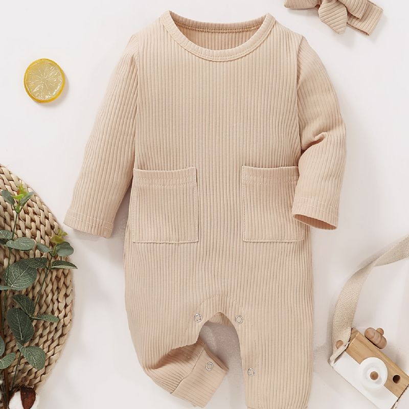 Newborn Bebis Lång Jumpsuit Romper One Piece För Pojkar Flickor Bebiskläder