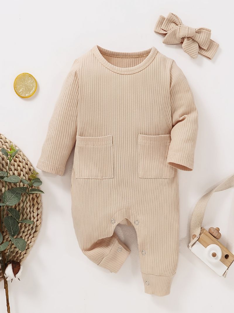 Newborn Bebis Lång Jumpsuit Romper One Piece För Pojkar Flickor Bebiskläder