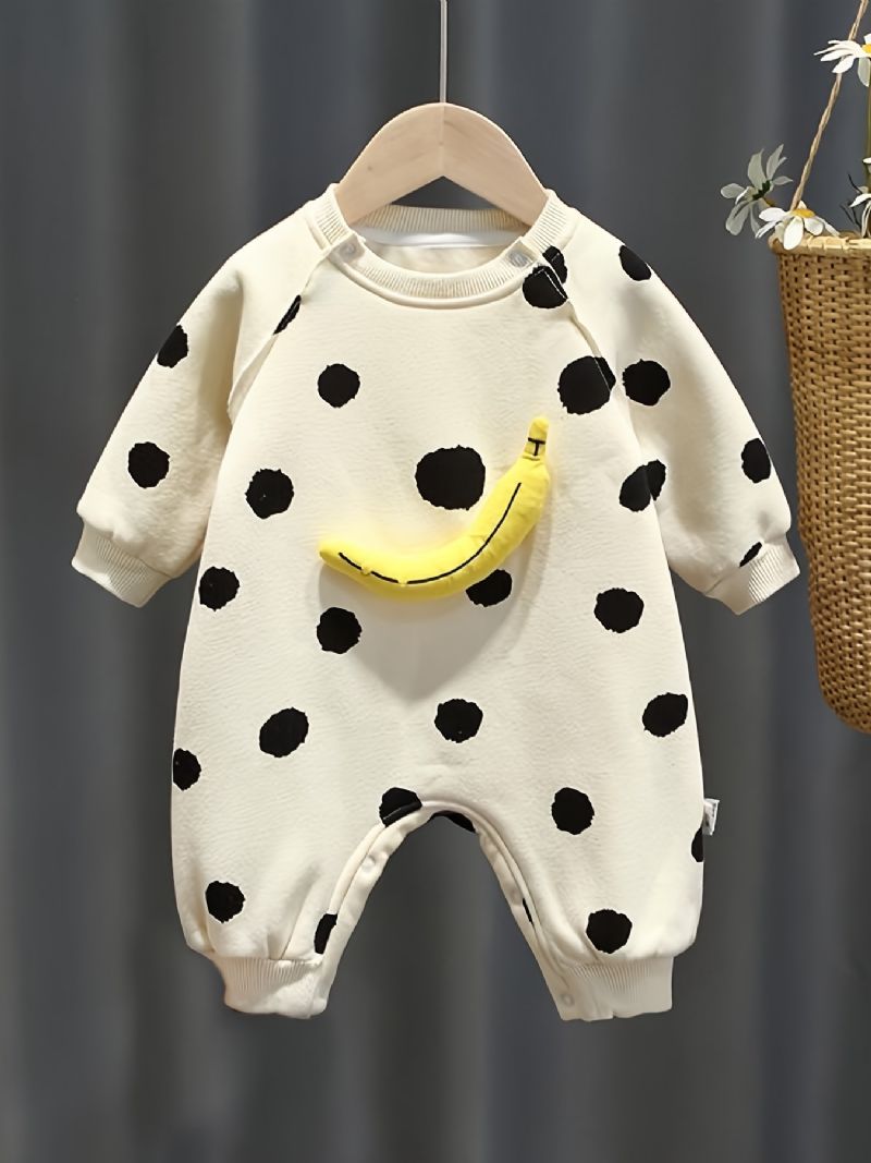 Nyfödd Barnbyxa Polka Dot Långärmad Jumpsuit Med Rund Hals För Flickor Småbarnskläder