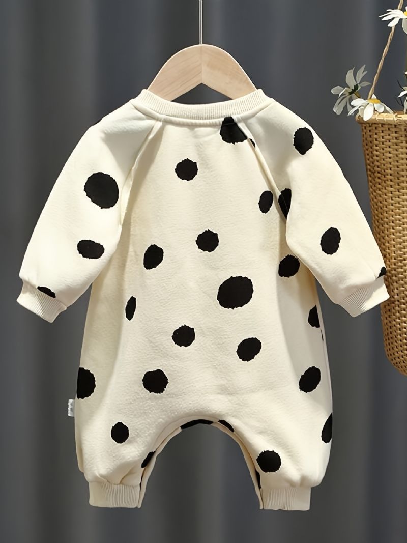 Nyfödd Barnbyxa Polka Dot Långärmad Jumpsuit Med Rund Hals För Flickor Småbarnskläder