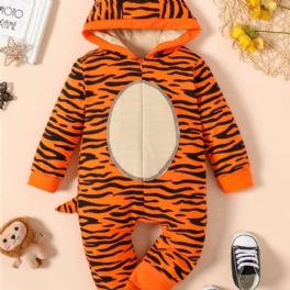 Nyfödd Pojkar Flickor 3d Tecknad Djur Tiger Jumpsuit Leopard Luvtröja Romper Lekdräkt Dragkedja Onesies Med Svans