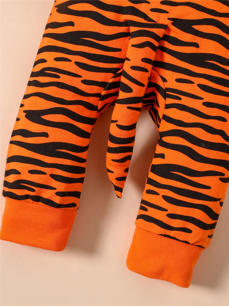 Nyfödd Pojkar Flickor 3d Tecknad Djur Tiger Jumpsuit Leopard Luvtröja Romper Lekdräkt Dragkedja Onesies Med Svans