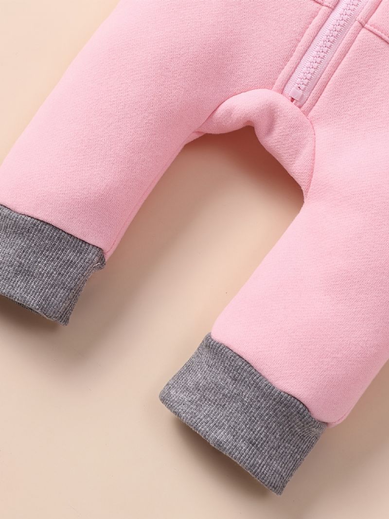 Nyfödda Bear Ear Hooded Romper Långärmad Pocket Jumpsuit För Bebis Pojkar Flickor Småbarnskläder