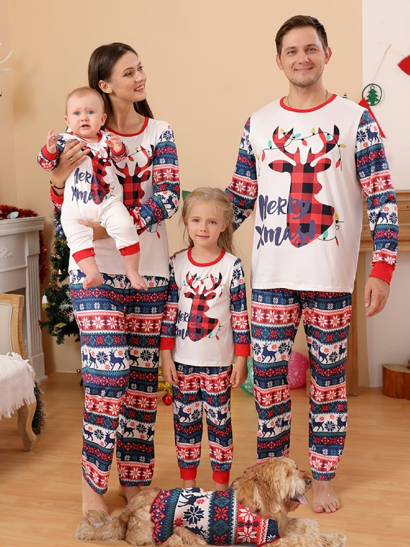 Småbarn Bebis Christmas Deer Print Långärmad Jumpsuit Rompers För Pojkar Flickor