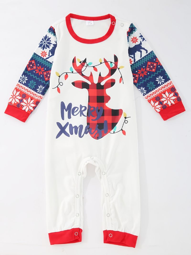 Småbarn Bebis Christmas Deer Print Långärmad Jumpsuit Rompers För Pojkar Flickor