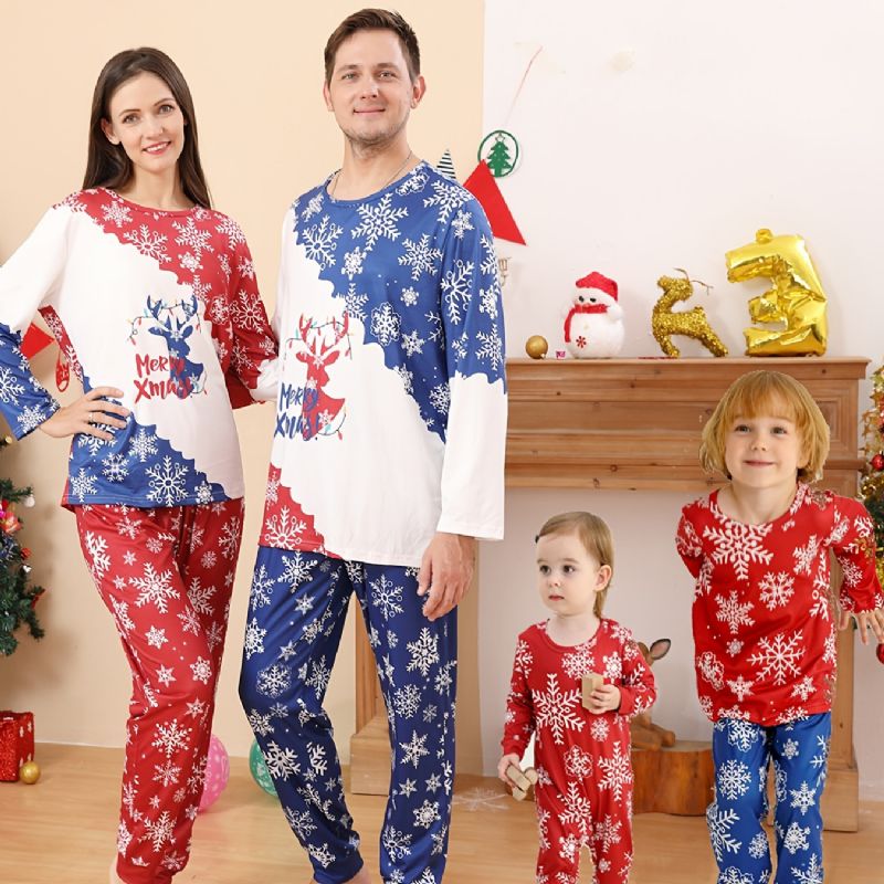 Småbarn Bebis Christmas Snowflake Print Långärmad Jumpsuit Rompers För Pojkar Flickor