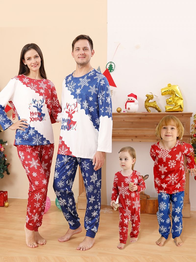 Småbarn Bebis Christmas Snowflake Print Långärmad Jumpsuit Rompers För Pojkar Flickor