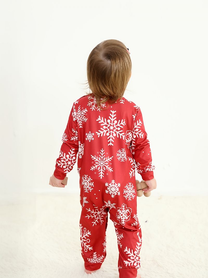 Småbarn Bebis Christmas Snowflake Print Långärmad Jumpsuit Rompers För Pojkar Flickor