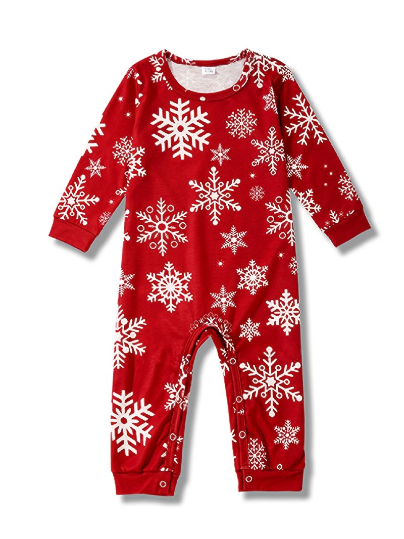 Småbarn Bebis Christmas Snowflake Print Långärmad Jumpsuit Rompers För Pojkar Flickor