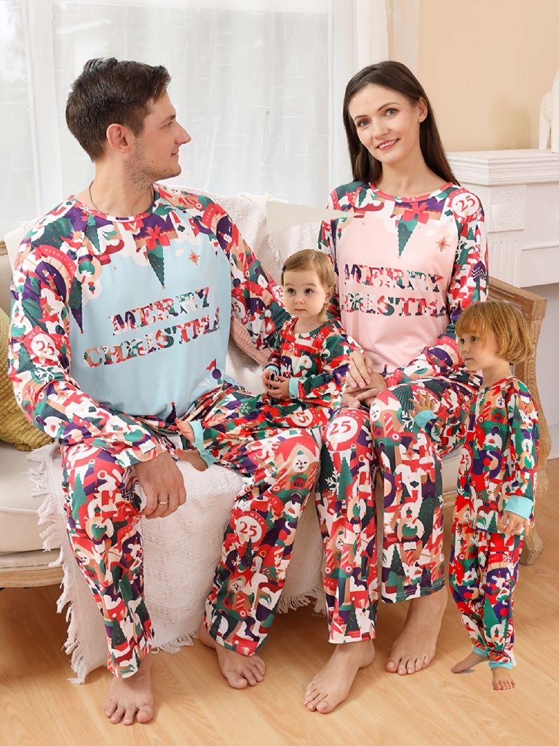 Småbarn Bebis Jul Print Långärmad Jumpsuit Rompers För Pojkar Flickor