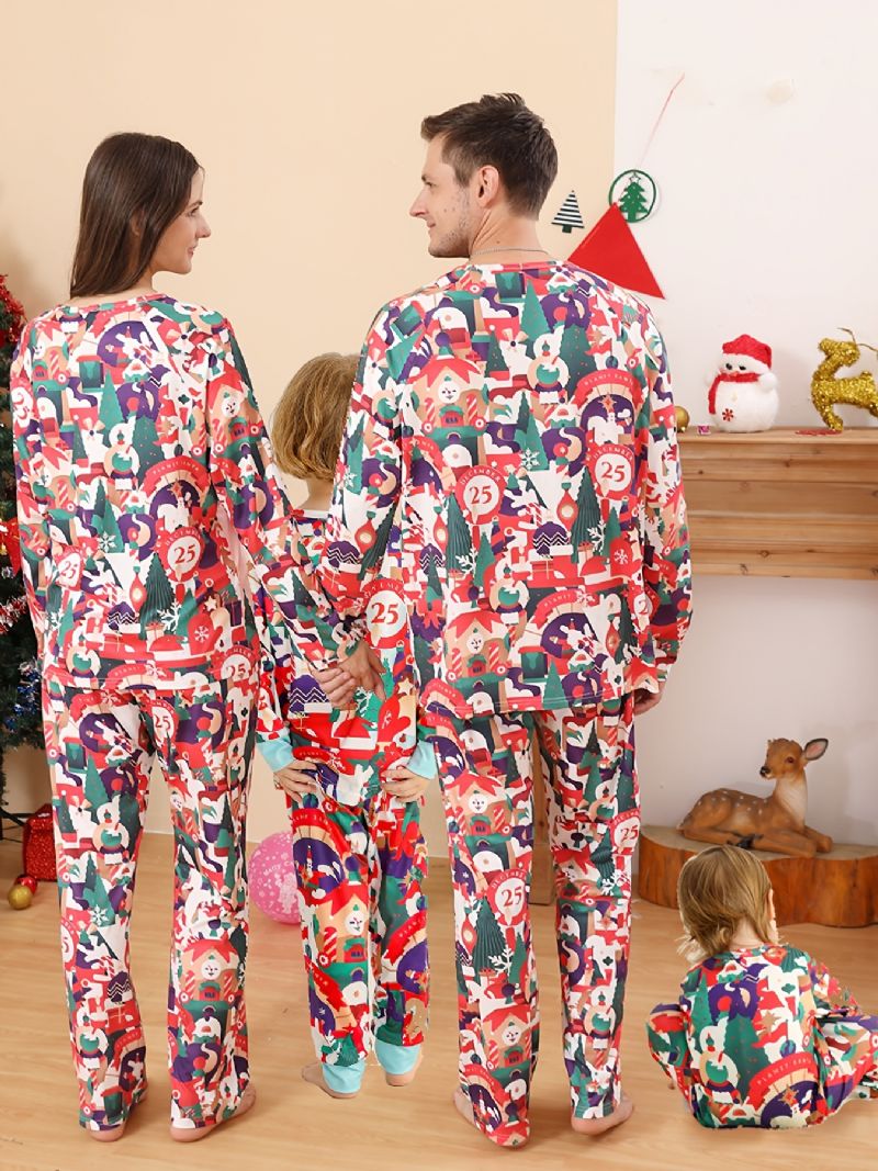 Småbarn Bebis Jul Print Långärmad Jumpsuit Rompers För Pojkar Flickor