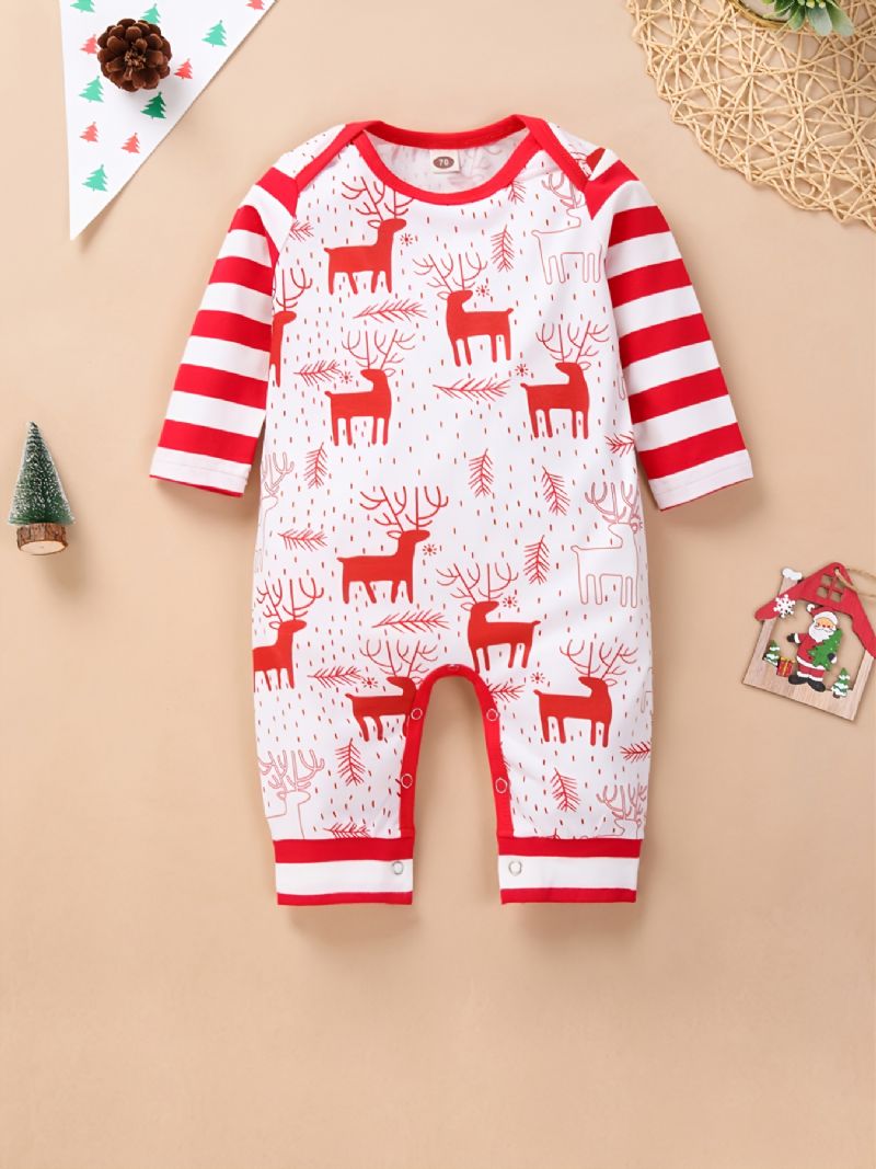 Småbarn Nyfödd Bebis Långärmad Jul Älg Tryckt Romper Jumpsuit