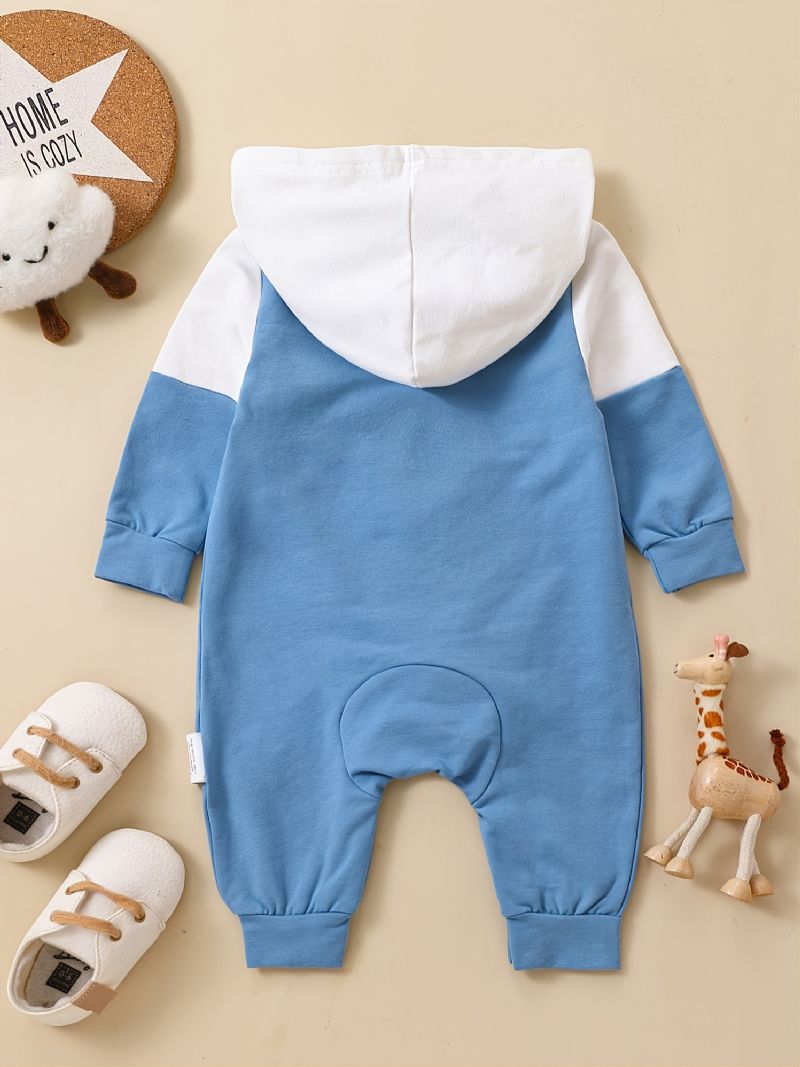 Småbarn Nyfödd Bebis Långärmad Söt Tryckt Hooded Jumpsuit