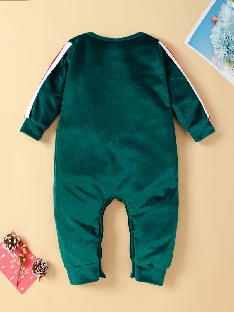 Småbarn Spädbarn Julbyxa Rund Hals Jultomten Broderi Jumpsuit För Pojkar Flickor Barn Kläder