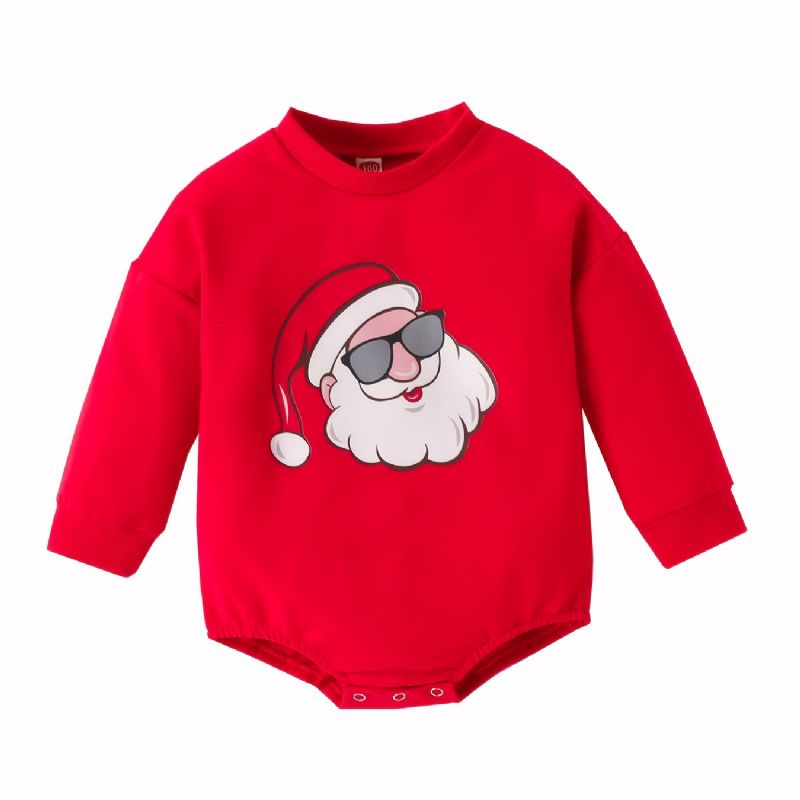 Spädbarn Pojkar Flickor Långärmad Romper Med Jultomtar Gnomes Mönster För Jul Bodysuit Onesie Jumpsuit Bebiskläder Vinter