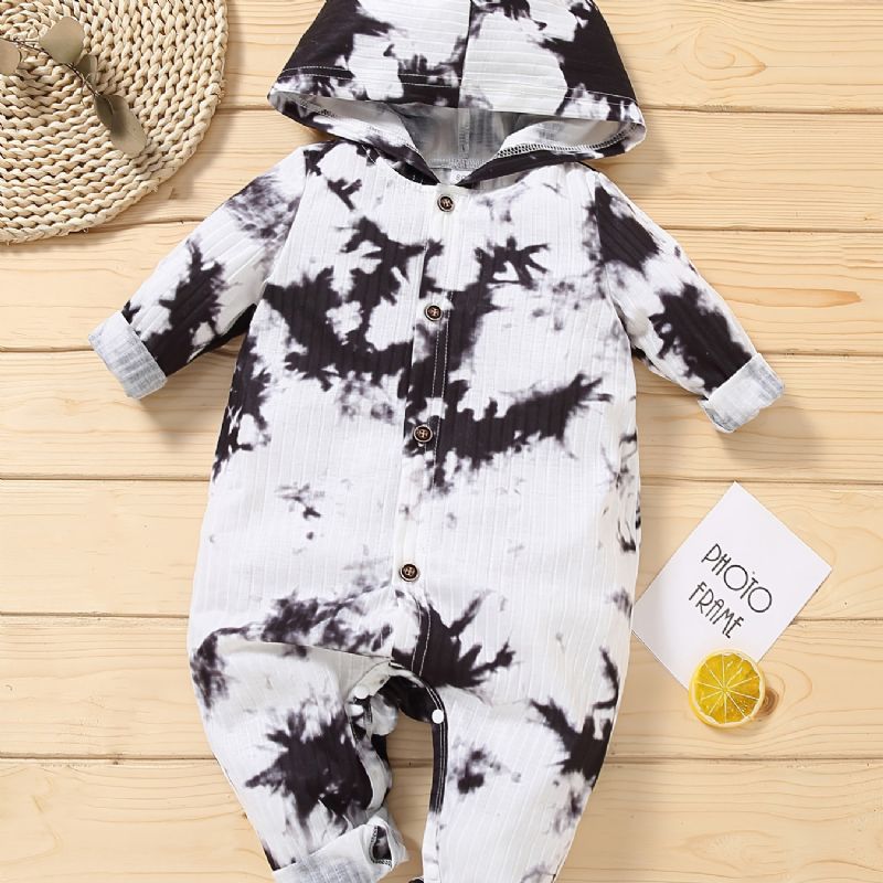 Toddler Bebis Hooded Jumpsuit Tie Dye Långärmad Romper För Pojkar Flickor