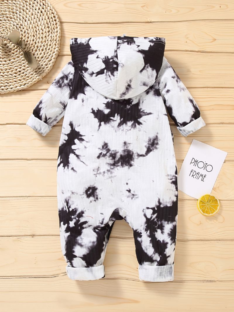 Toddler Bebis Hooded Jumpsuit Tie Dye Långärmad Romper För Pojkar Flickor